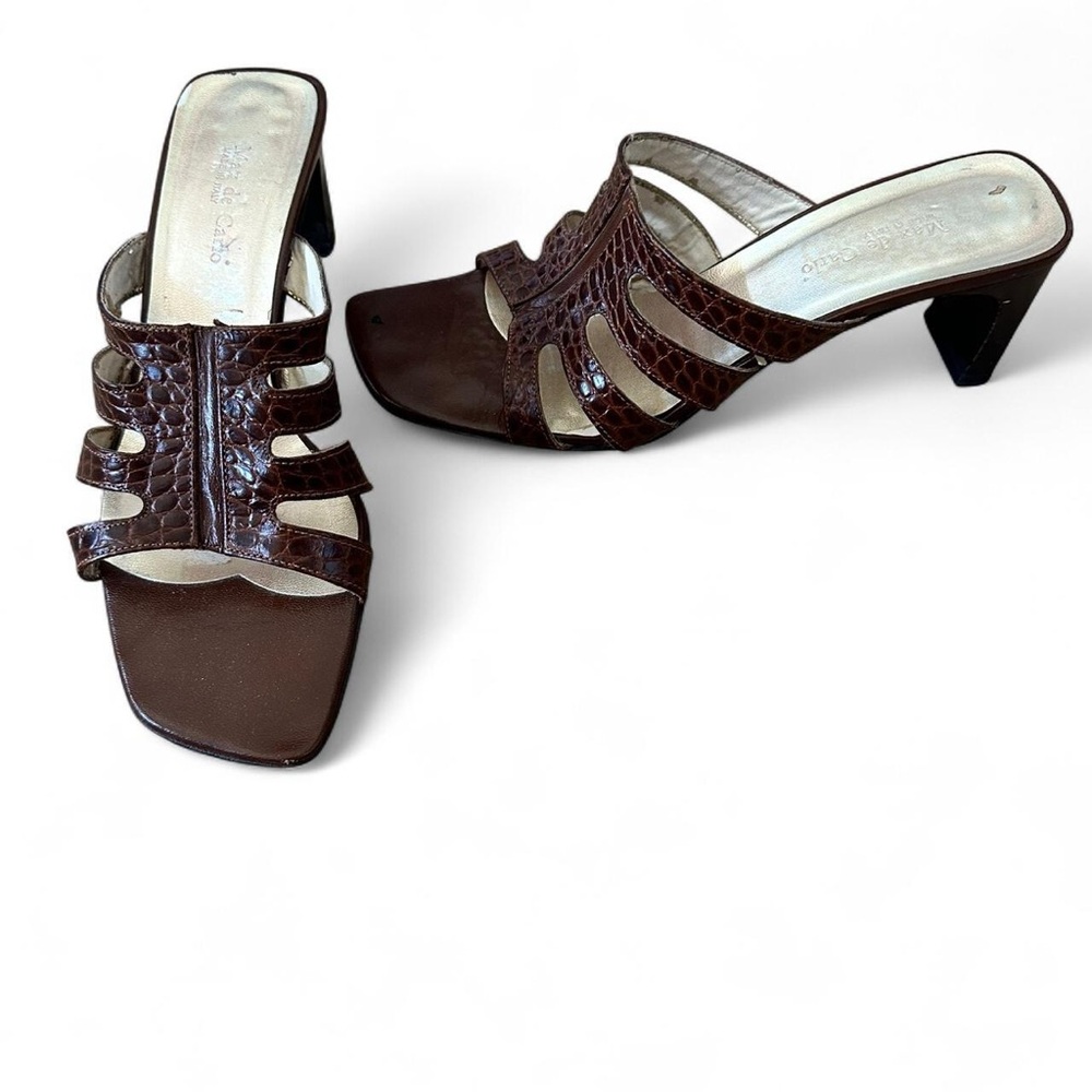 Max de Carlo Brown Crocodile Embossed Heeled Sandals Size 8